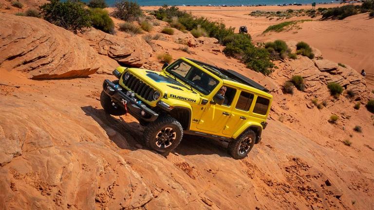 2024 Jeep Wrangler 4xe Rubicon X in yellow.